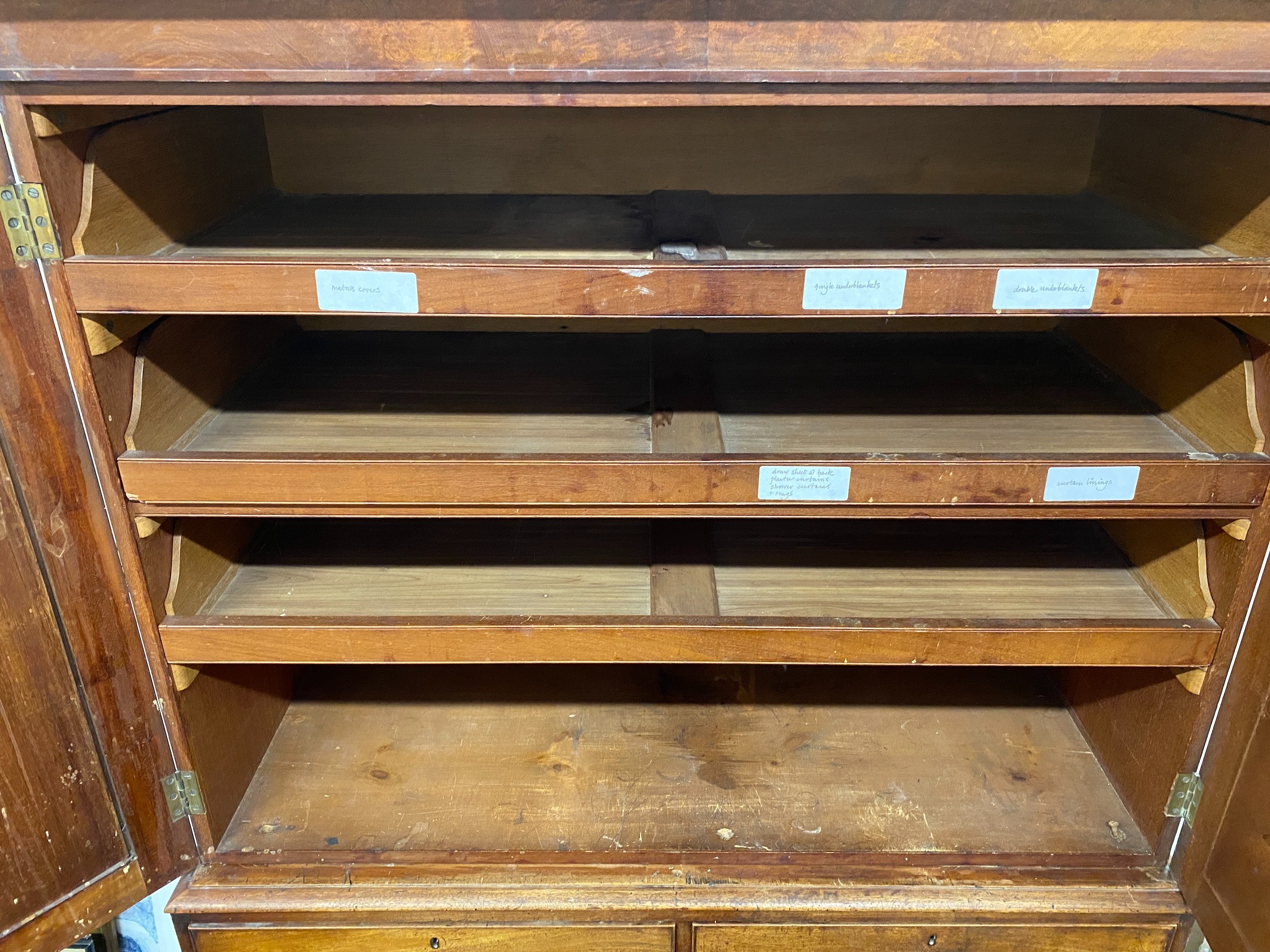 A Victorian mahogany linen press, length 122cm, depth 60cm, height 210cm